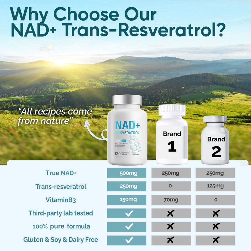 NAD+ Supplement 1000mg, 120 Count High Purity NAD+ for Cellular Vitality & Energy Metabolism 120 Count (Pack of 1)