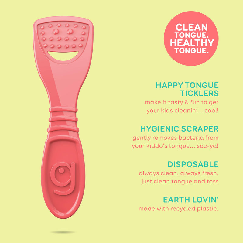 [Australia] - GRIN Kiddo Tongue Cleaner, 32 Count, Disposable Tongue Cleaner, Hygienic Scraper, Jumbo Grip, Recycled Plastic, Keep Kiddos Healthy, Promote Fresh Breath 32 Foot (Pack of 1) 
