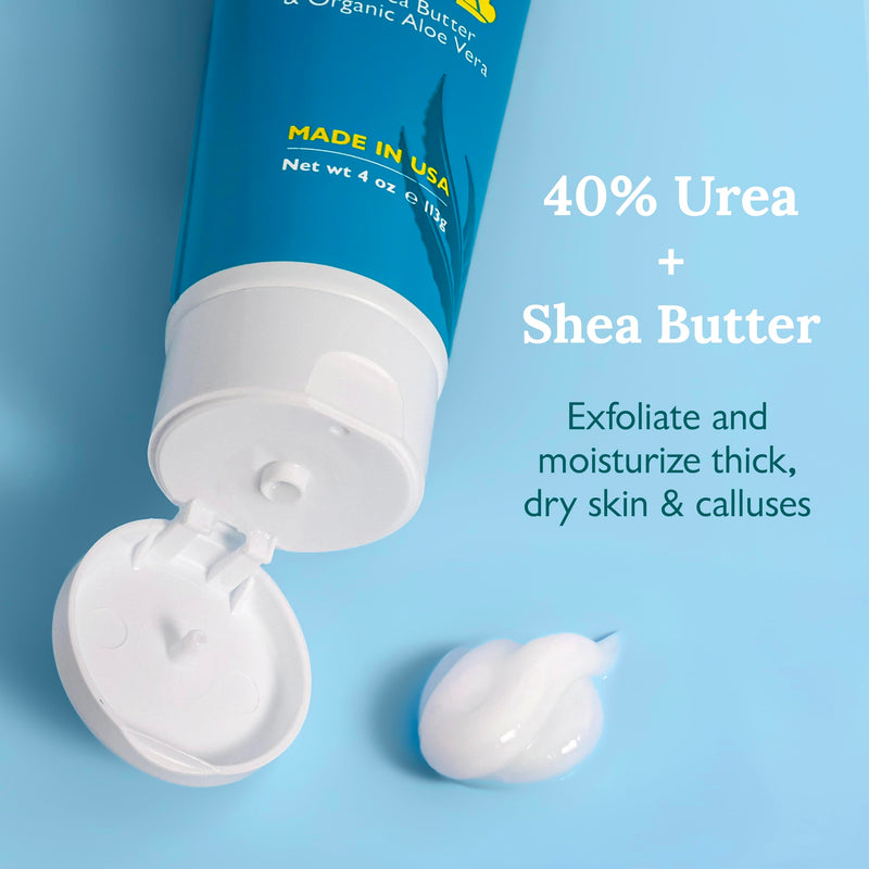 Urea Cream 40 Percent for Feet Maximum Strength Cracked Heel Treatment Foot Cream for Calluses and Dry Feet, Enriched with Shea Butter & Aloe for Moisturizing, Made in USA 40% Urea Cream