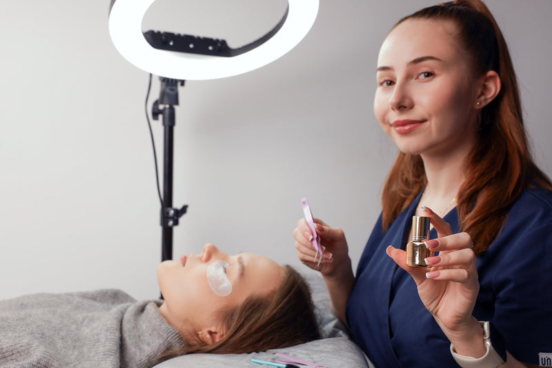 Eyebrow Extensions Premium Kit with 1 x Trays of Mink Eyebrows in Dark Brown Comes on Mixed Length Trays 5-8 Mm Mix, Eyebrow Premium Glue Clear & Dual Pack (Straight & Curved Tip) Extension Tweezers Dark Brown Tray, VioletTWZ, Premium Kit