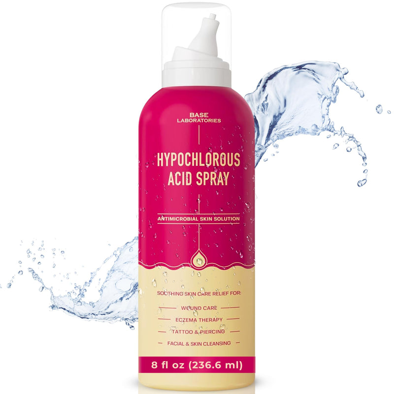 [Australia] - BASE LABORATORIES Hypochlorous Acid Spray | Skin healing for wounds | Spray solution for wound care, eczema, tattoo and piercing aftercare | Wound irrigation with saline solution Hypochlorous Acid | 240ml 240ml (pack of 1) 