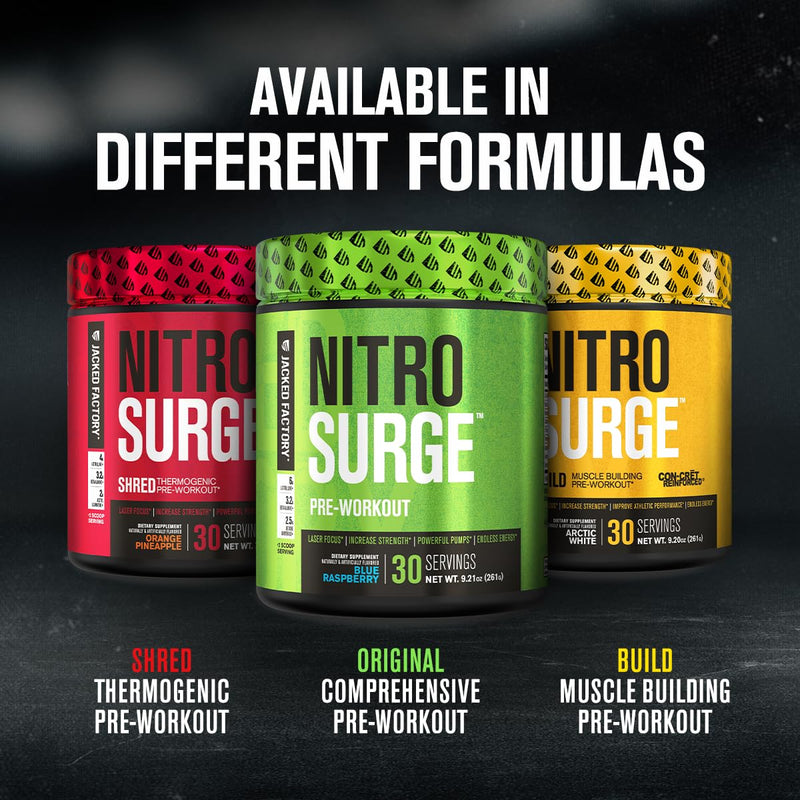 [Australia] - Jacked Factory NITROSURGE Pre Workout Supplement - Endless Energy, Instant Strength Gains, Clear Focus, Intense Pumps - NO Booster & Preworkout Powder with Beta Alanine - 30 Servings, Cherry Limeade 30 Servings (Pack of 1) 