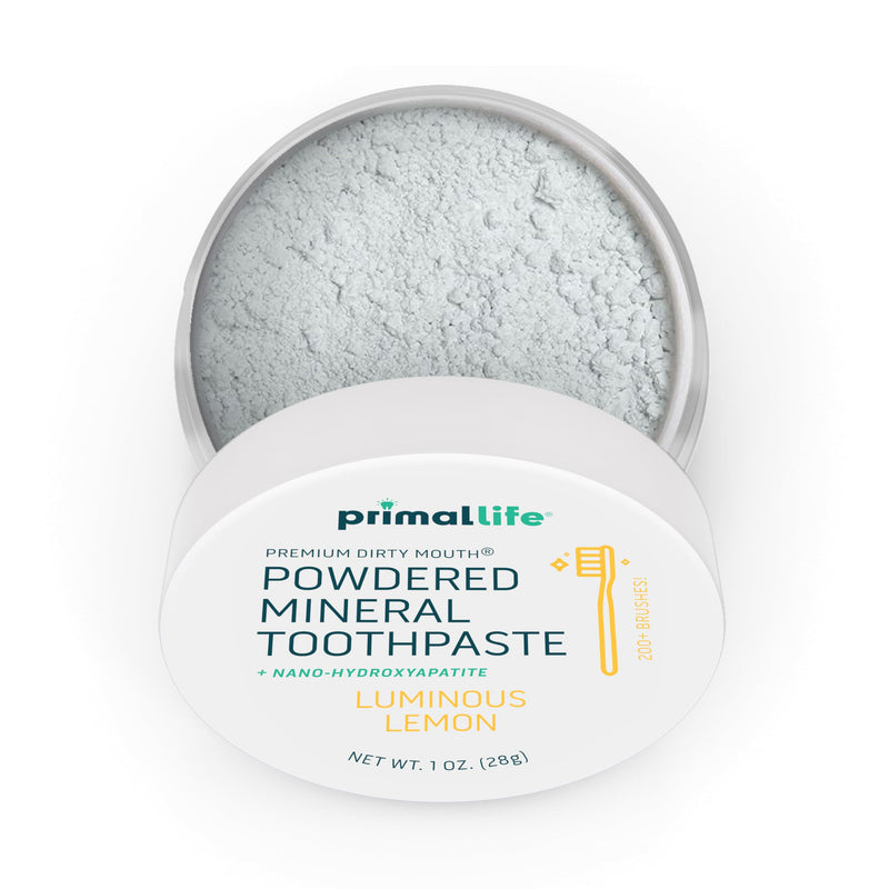 [Australia] - Primal Life Organics - Dirty Mouth Luminous Lemon Toothpowder, Tooth Cleaning Powder, Flavored Essential Oils with Natural Kaolin & Bentonite Clay, Good for 200+ Brushings, Paleo, Organic, Vegan 