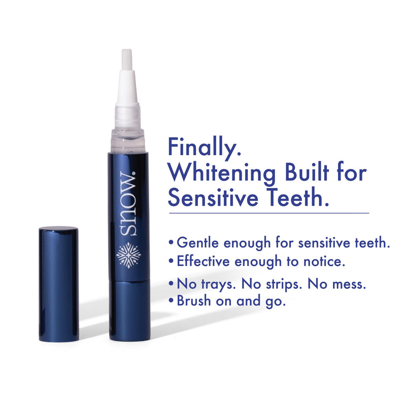 SNOW Sensitive Overnight Teeth Whitening Pen | Hydroxyapatite | Gradual Whitening for Sensitive Teeth | Designed for Sensitive Teeth Formulated with Potassium Nitrate | 3 Wands, 2ml