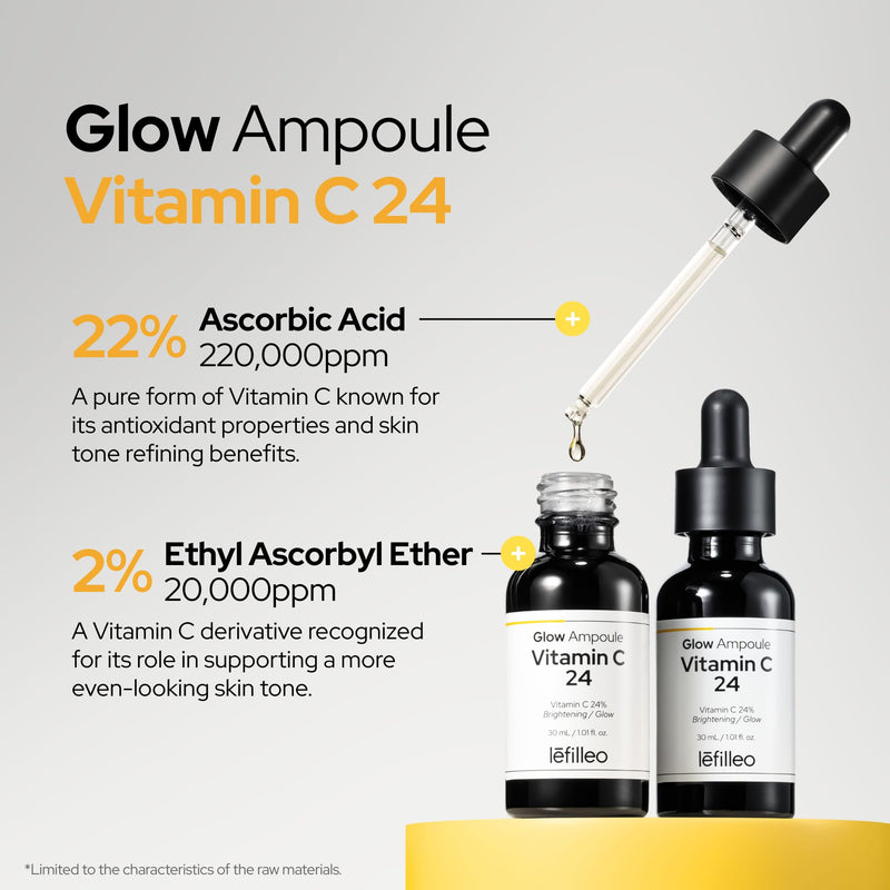 Vitamin C 24 Glow Ampoule | Radiance, Tone Up Care | 24% Vitamin C Complex, Glutathione & Tranexamic Acid | Korean Skincare Serum | 30 mL / 1.01 fl.oz