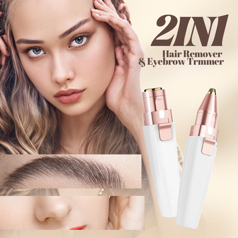 Epilator Facial-Nose Hair Trimmer-Removal for Women Face Eyebrow Trimmer 2 in 1 Design Epilators with LED Light Rechargeable Hair Remover-Removal Device Face Shaver for Women