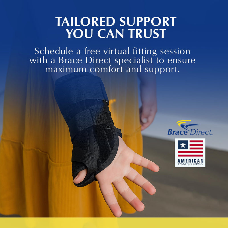 Brace Direct Pediatric Thumb Spica Wrist Splint for Kids - Childrens Thumb Immobilizer for Sprains, Tendonitis, Carpal Tunnel, Juvenile Arthritis (Child: Left Wrist 3-5" Circ)