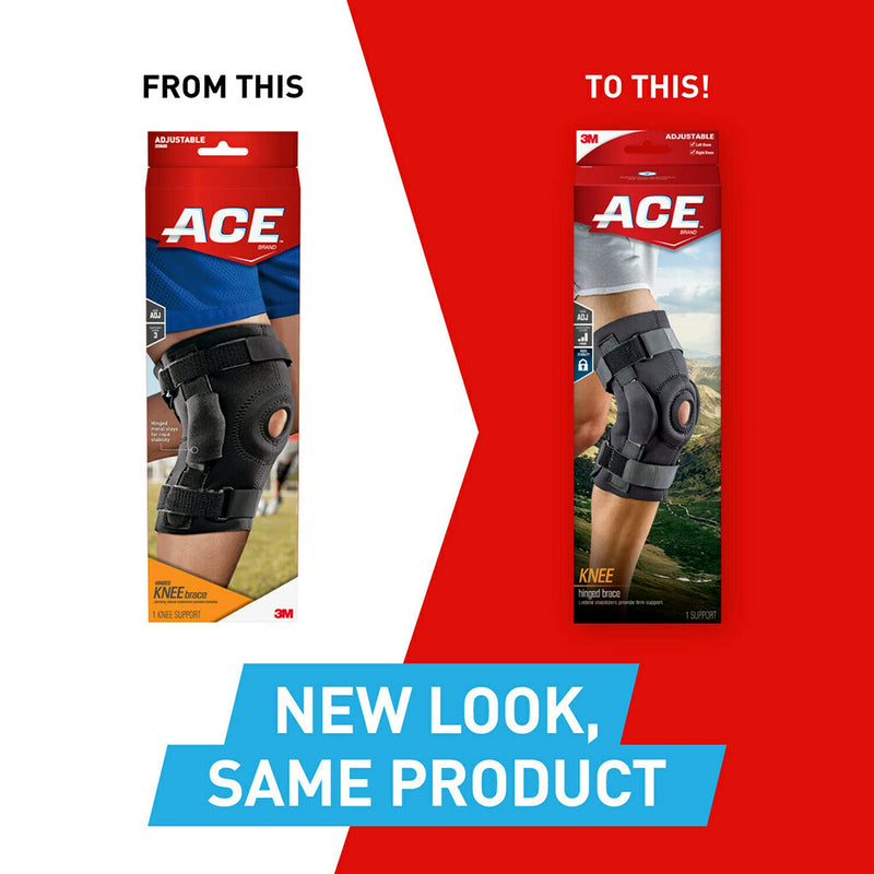 [Australia] - ACE Brand Hinged Knee Brace, Provides Firm, Stabilizing Support and Compression to Muscles and Joints, Adjustable Knee Brace with Knee Straps, Right or Left Knee Brace, One Size Fits Most 