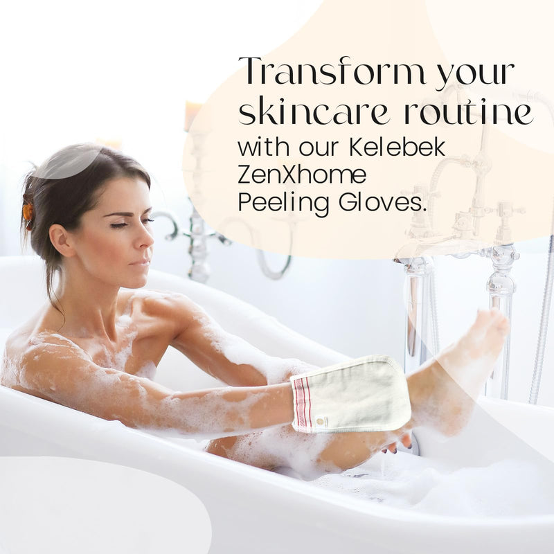 [Australia] - Turkish High Quality Kelebek ZenXhome Peeling Gloves Hamam Kese Body Exfoliating Peeling Sauna Glove Spa Cellilute Remover Mitt Skin Care (White, Medium Soft Scrub) White 1 Piece (Pack of 1) 