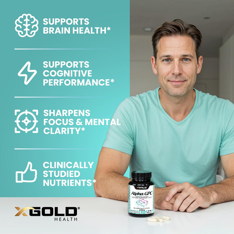 [Australia] - Alpha GPC Choline 600mg, 99% Pure Nootropic Supplement, 120 Veggie Capsules, Cognitive Enhancer for Memory, Brain Health & Focus 120 Count (Pack of 1) 