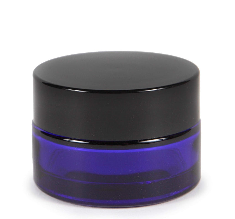 Vivaplex, 12, Cobalt Blue, 15 ml, Round Glass Jars, with Inner Liners and black Lids (Pack of 2) 0.5 Ounces (Pack of 2)