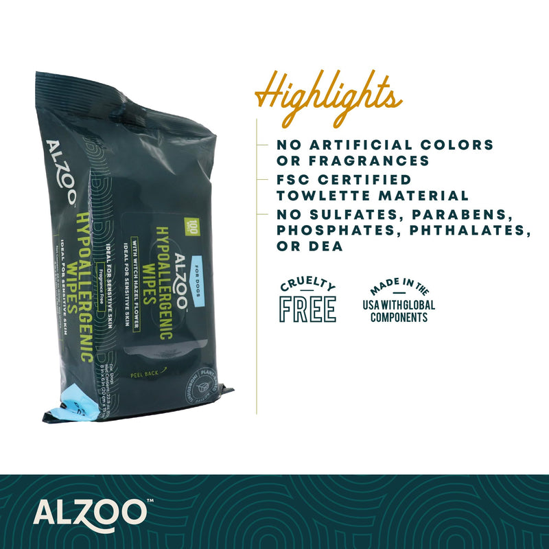 Grooming Hypoallergenic Wipes for Dogs, 100% Plant-Based Active Ingredients, 100 Count - PawsPlanet Australia