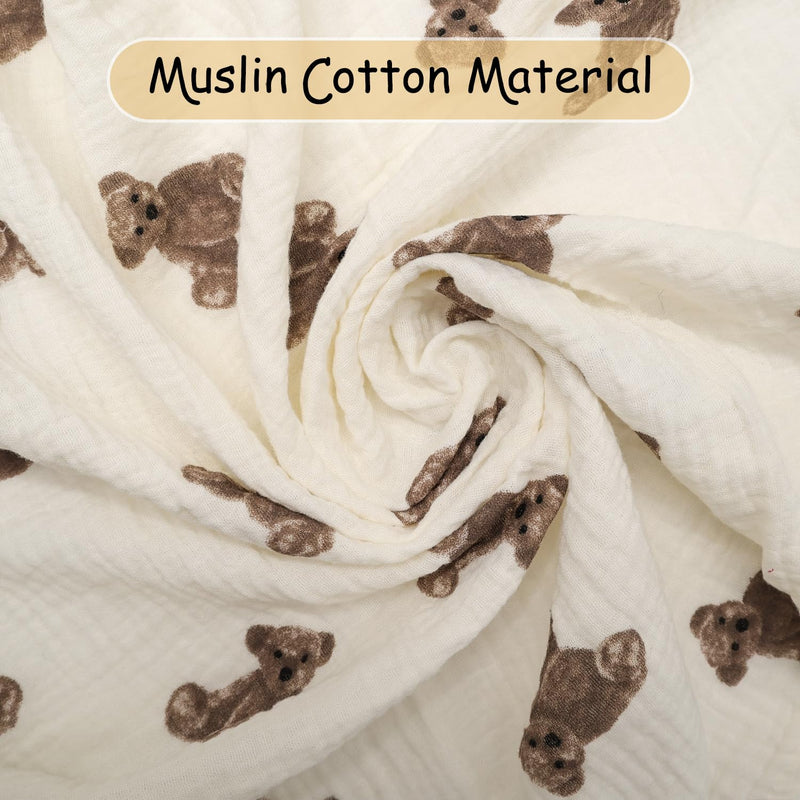 [Australia] - Muslin Nursing Cover for Baby Breastfeeding, Breathable 100% Cotton Breastfeeding Cover with Rigid Hoop for Mother Nursing Apron, Multi-use Carseat Canopy (Bear) Bear 