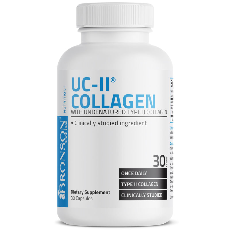 Bronson UC-II Undenatured Type II Collagen Joint Support, 30 Capsules | 40 mg UC-II Standardized Cartilage, 10 mg Total Collagen, Clinically Studied, Once-Daily