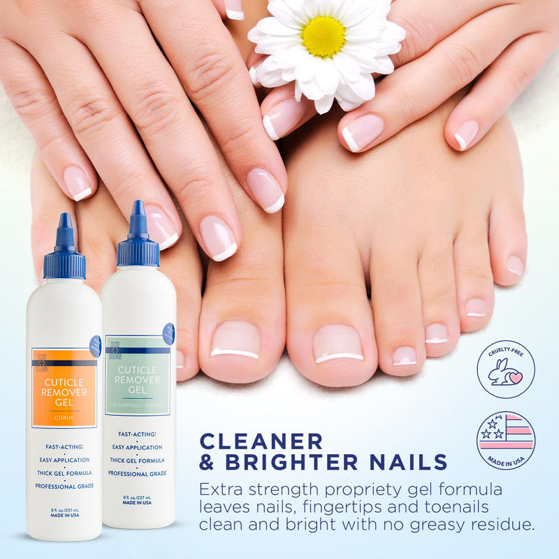 Blue Cross Professional Nail + Cuticle Care, Yellow-Neutralizing Basecoat, Purple Toner for Yellow Nails & Cuticle Remover Softener Gel, Eucalyptus/Tea Tree Scented, 2 Pack Bundle
