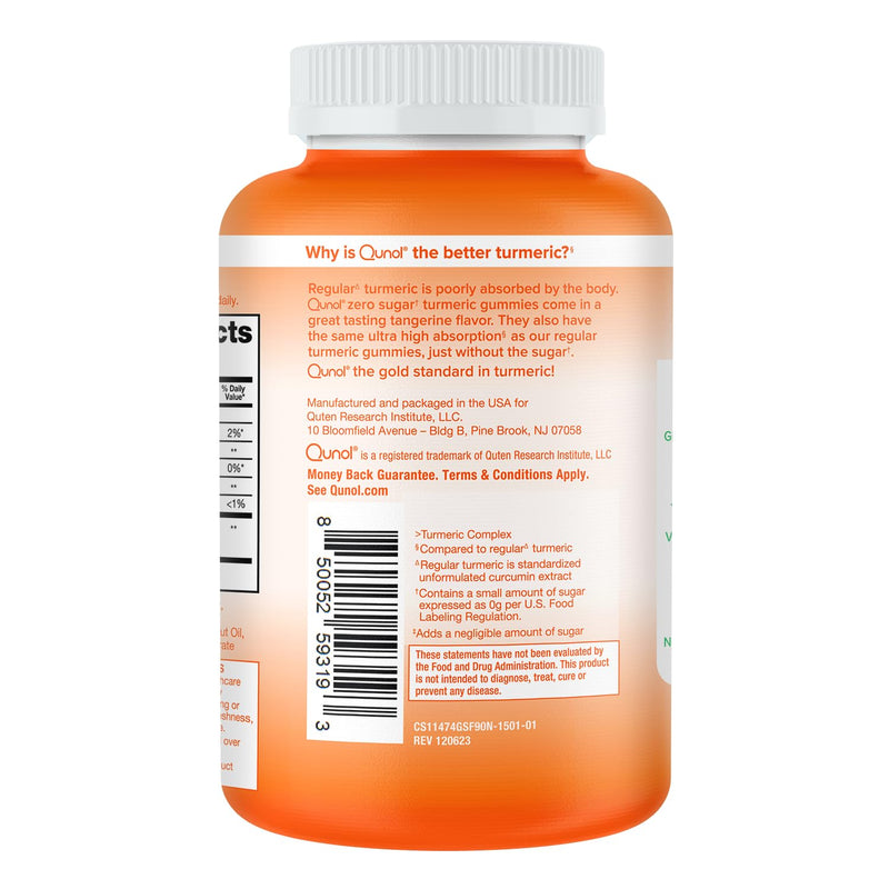 [Australia] - Qunol Zero Sugar Turmeric Gummies, Gummy with 500mg Turmeric Curcumin, Joint Support Supplement, Ultra High Absorption Tumeric Curcumin, Vegetarian, Gluten Free, 90 Count 90 Count (Pack of 1) 