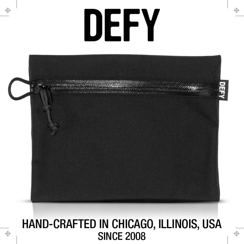 DEFY Project Ballistic Travel Pouch | Lightweight Nylon Organizer | Premium Tech Wallet | Water Resistant Travel Organizer (Large, Black) Large Ballistic Nylon Black