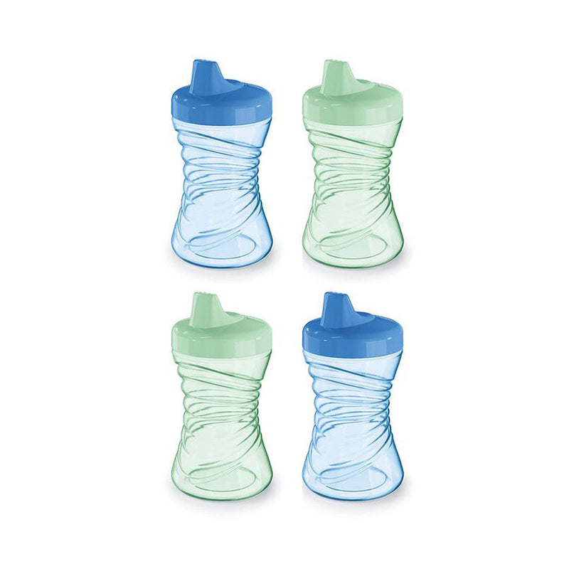 NUK Fun Grips Hard Spout Sippy Cup, 10 oz. | Easy to Hold, BPA Free, Spill Proof Toddler Cup, 4pk 4 Pack Blue/Green