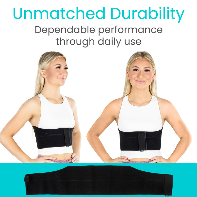 Vive Broken Rib Brace for Women, Men - Rib Cage Support Belt for Fractured, Cracked, Broken or Bruised Ribs - Post Surgery Compression Garment Wrap - Diastasis Recti Belly Band Small