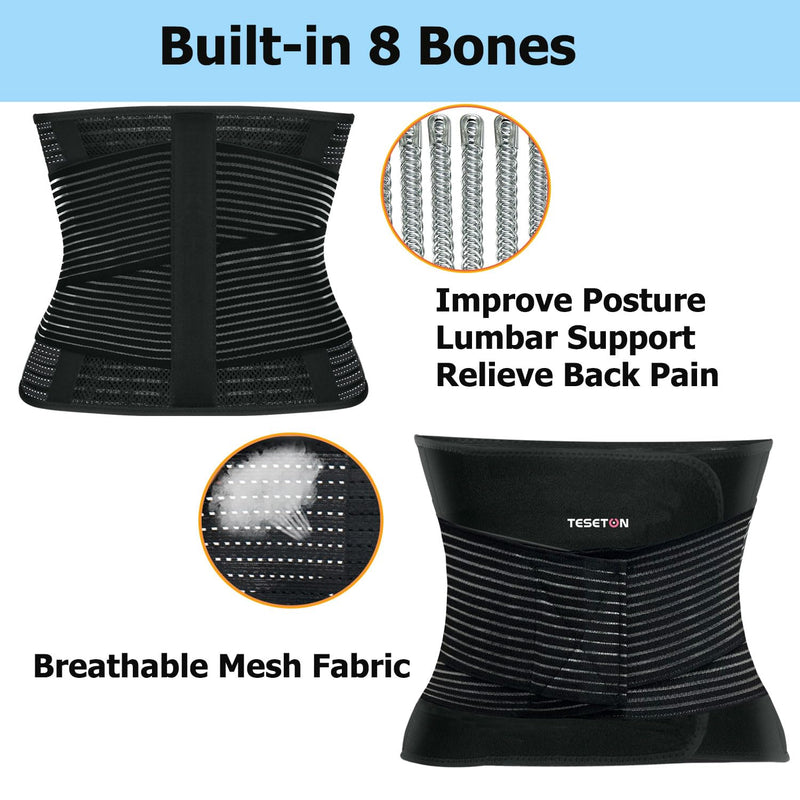 [Australia] - Back Brace for Men and Women Lower Back, Lumbar Support Belt Relieve Lower Back Pain with 8 Reinforce Bones,Scoliosis, Sciatica,Herniated Disc,Back Brace for Lifting at Work&Workout Sports 03 Black L Large 