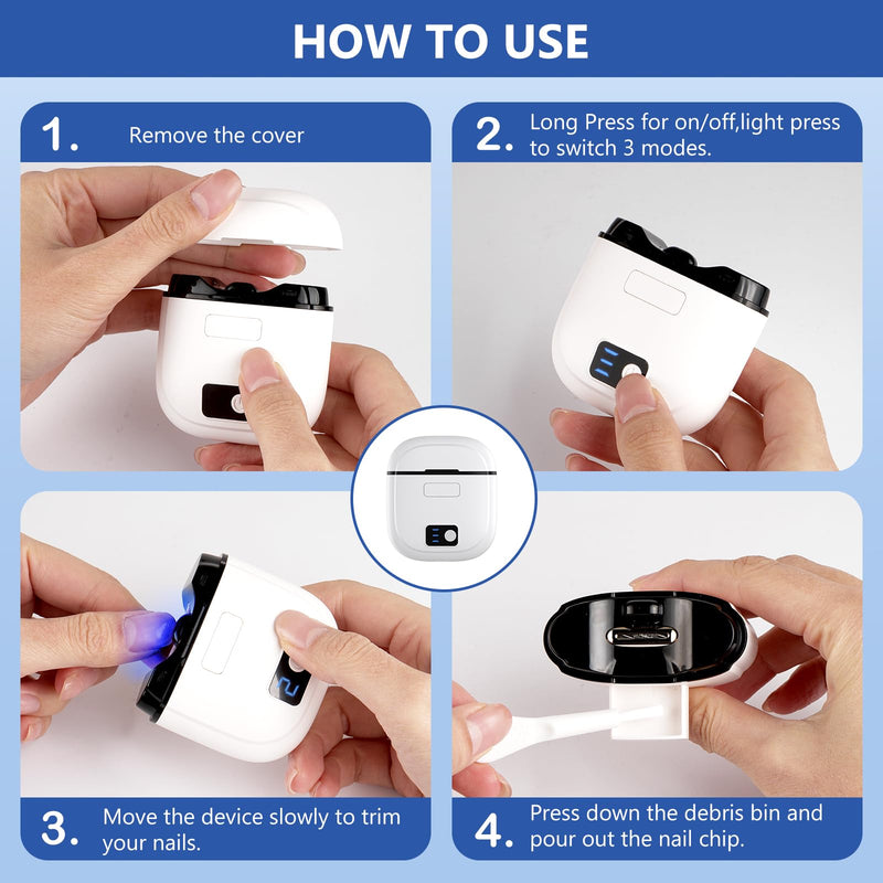 [Australia] - Electric Nail Clipper - Automatic Nail Trimmer with 3 Speed Modes, LCD Display, Nail Scraps Storage & USB Rechargeable Safety Fingernail Trimmer for Babies, Kids, Adults, and Seniors 
