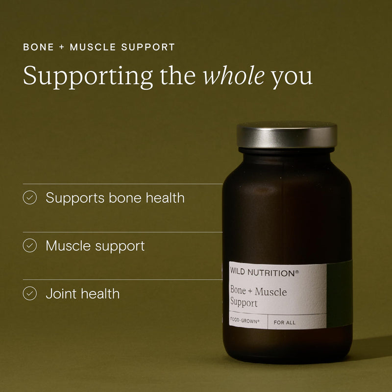 WILD NUTRITION Food-Grown Bone + Muscle Support | Support Bone Health | Key Minerals Calcium, Zinc, Magnesium and Vitamins C, D and K