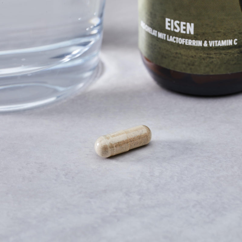 [Australia] - edubily nutrition® iron with lactoferrin. High-dose iron tablets with lactoferrin & vitamin C from acerola extract. 90 easy-to-swallow capsules in an amber glass. 