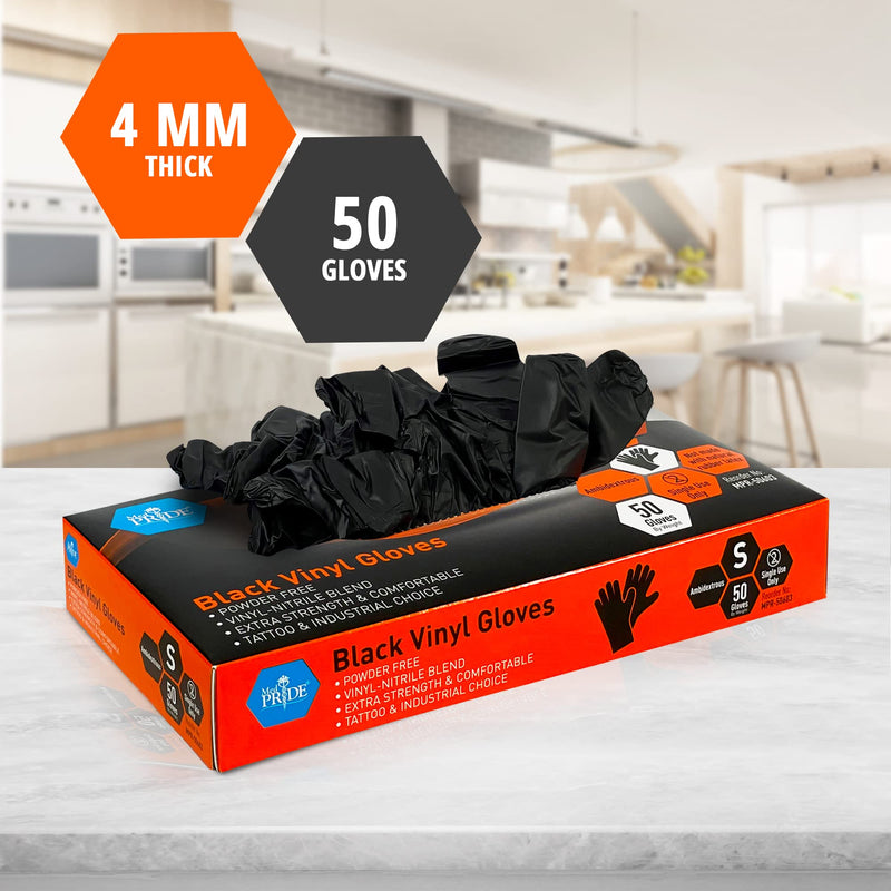 [Australia] - MED PRIDE Extra Strength Black Vinyl Disposable Gloves, Powder & Latex-Free, For Surgical, Tattoo Artist, Food Prep Use 50 Medium (Pack of 50) 