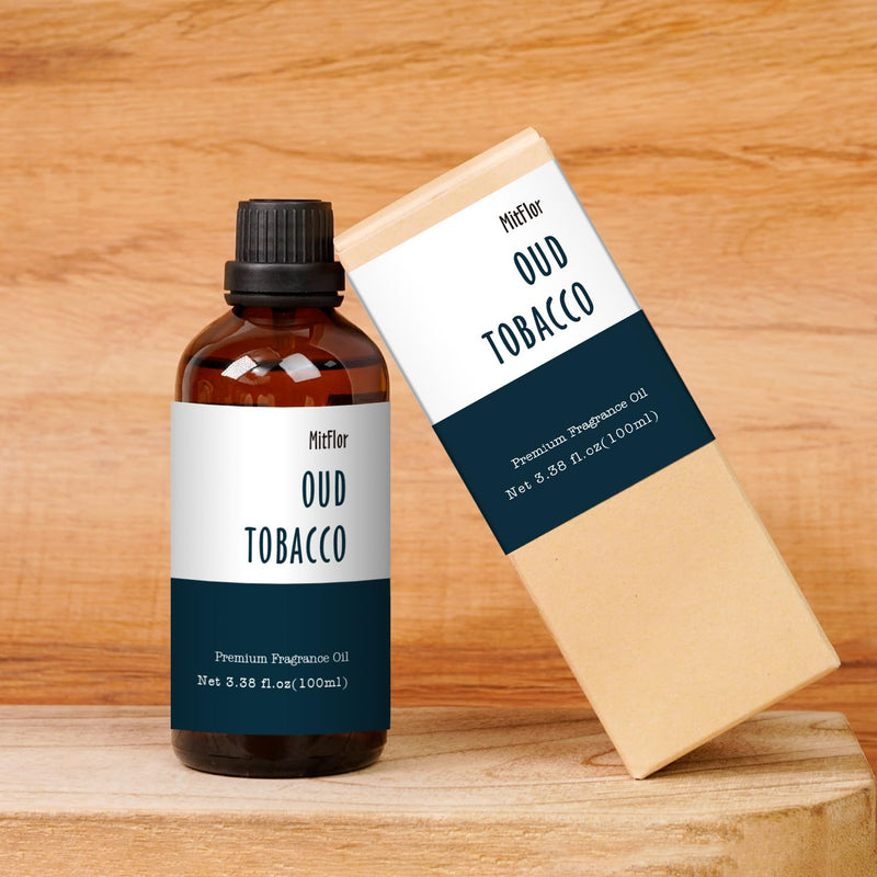 MitFlor Oud Tobacco & Smokey Leather Fragrance Oil - 30ml & 100ml, 2-Pack Aromatherapy Oil for Soap, Candle, Perfume & Diffuser