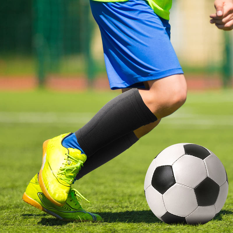 Skylety Youth Soccer Shin Guard Covers Support Compression Football Hockey Leg Sleeves with Optimized Insert Pocket for Men Kids Adult Sports (12 Pairs)