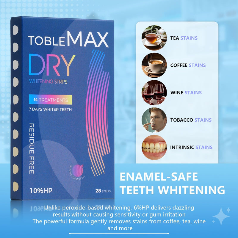 [Australia] - Teeth Whitening Strips-14 Days Treatment with Non-Slip, Residue Free Technology - Affordable Enamel Care, 10% Hydrogen Peroxide with Natural Coconut Oil Infused to Reduce Sensitivity. 