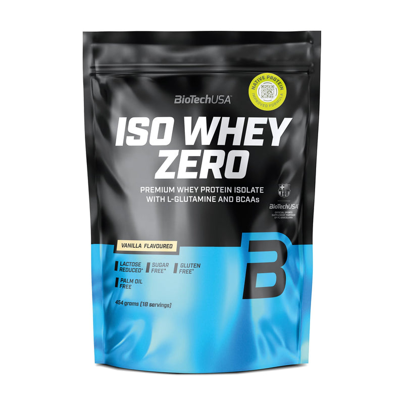 BioTechUSA Iso Whey Zero | Premium Whey Protein Isolate | Grass-Fed | Enzyme-Free | Sugar- and Gluten-Free, 454 g, Vanilla 454g
