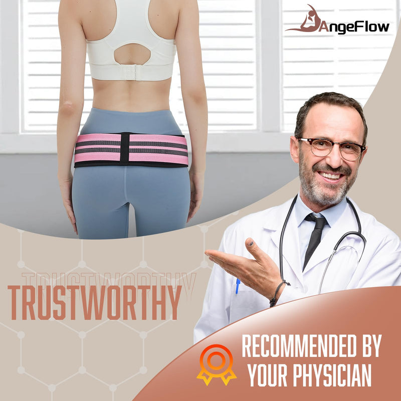 Sacroiliac Belt - SI Joint Belt for Alleviate Sciatica,Joint,Pelvis,Lower Back,Leg and Sacral Nerve Pain Caused by Si Joint Dysfunction -Adjustable Pelvis Hip Belt for Women and Men (Pink 32"-47") Large Pink