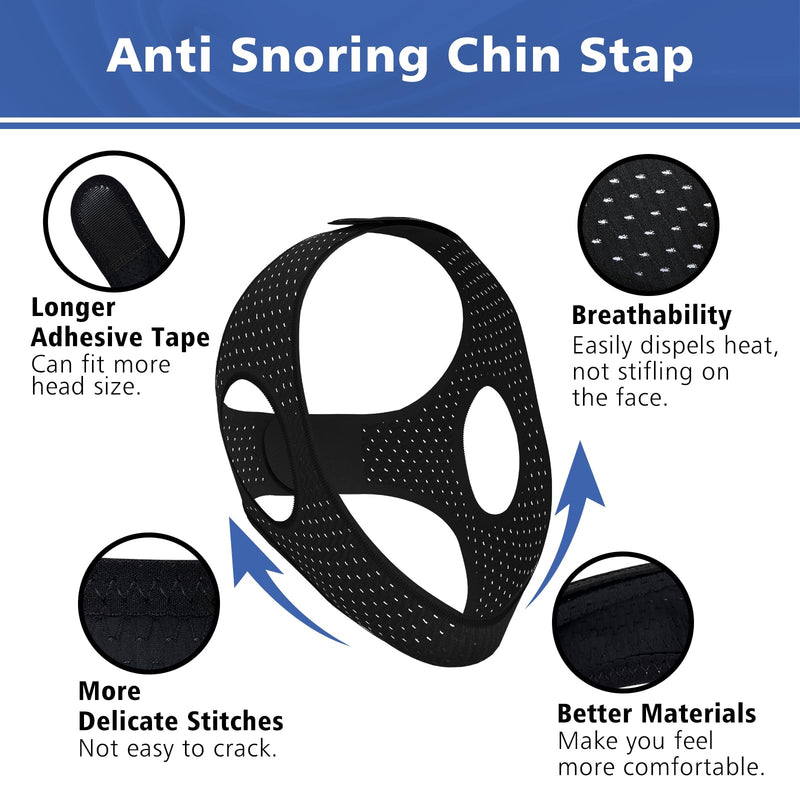 [Australia] - Anti Snoring Devices, Effective Airflow Jaw Strap for Sleep Apnea, Chin Strap for Sleeping Breathable and Comfortable, Adjustable Anti Snoring Chin Strap for Men and Women 52CM 