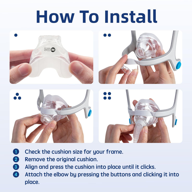 [Australia] - Replacement Nasal Cushion for ResMed AirFit N20, FSA/HSA Eligible, Compatible with Original Airfit N20 Frame, Reliable Seal & Perfect Fit Replacement Mask Cushion, Covers Nose, 2-Pack, Medium Medium-2Pack 