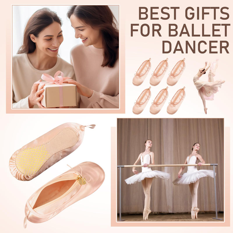 6 Pcs Pink Ballet Shoe Makeup Bag Bulk Dance Bags for Dancers Team Gifts Cute Ballerina Cosmetic Toiletry Zipper Pouch for Women Recital Competition Gifts Ballerina Party Favors