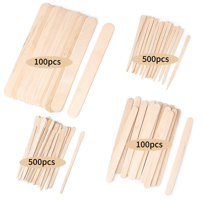 [Australia] - 1200Pcs Waxing Sticks - 4 Style Assorted Wood Wax Sticks for Body Face Hair Removal, Eyebrow Lip Nose Small Waxing Applicator Sticks, Wax Spatula Applicator Wooden Craft Sticks 1200-4style waxingsticks 