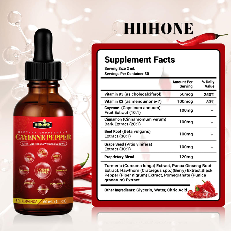 [Australia] - 10-in-1 Cayenne Pepper Drops - Herbal Supplement with Hawthorn, Beet Root & Cinnamom - Supports Healthy Digestion & Immune - 2 FL Oz original 2 Fl Oz (Pack of 1) 