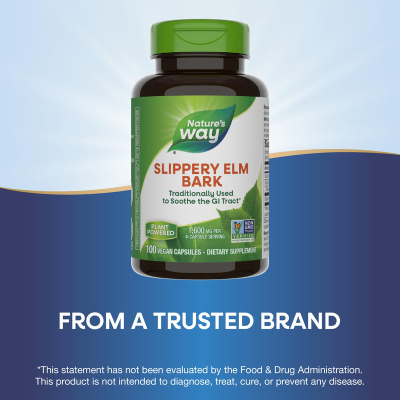 [Australia] - Nature's Way Slippery Elm Bark, Traditional Support to Soothe the GI Tract*, Vegan, 100 Capsules (Packaging May Vary) 