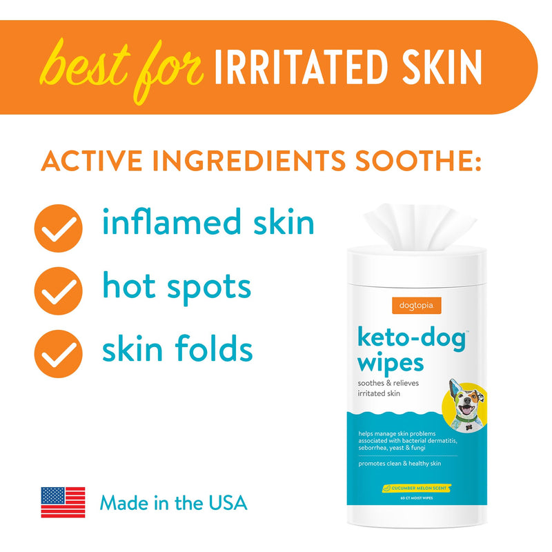 Keto Dog Wipes for Pets (60ct) | Soothing and Convenient Wipes for Pets’ Irritated Skin | Relief for Skin Problems in Dogs - PawsPlanet Australia