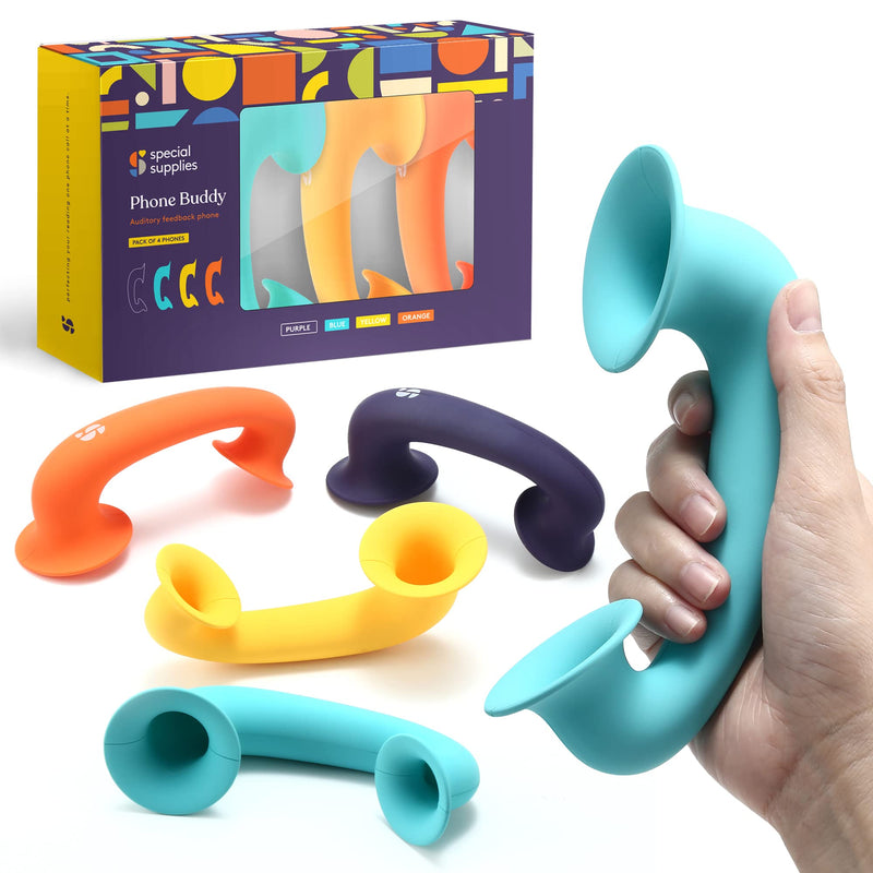 [Australia] - Special Supplies Phone Buddy Auditory Feedback Reading Phones for Classroom, Home Toy Phone Speech Therapy Communication Device for Kids and Adults, Accelerate Reading Fluency W/ 4 Pack Phonic Phones 