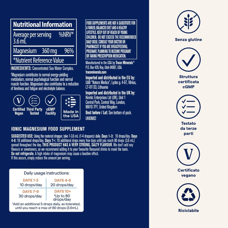 Trace Minerals Ionic Magnesium 118ml - Liquid Ionic Magnesium to Support Immune, Brain & Heart Health - Supplement to Aid Energy & Vitality - Supplement with Magnesium & Sodium