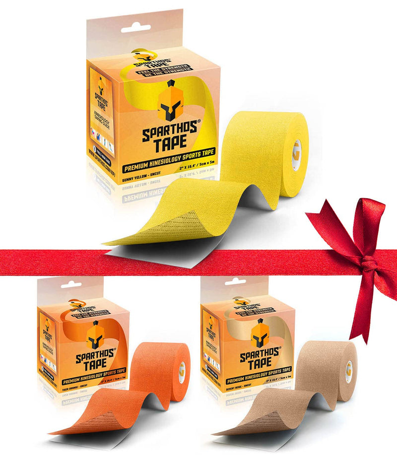 Sparthos Tape Color Bundle: Sunny Yellow + Tiger Orange + Desert Beige [16.4 ft Uncut Rolls]