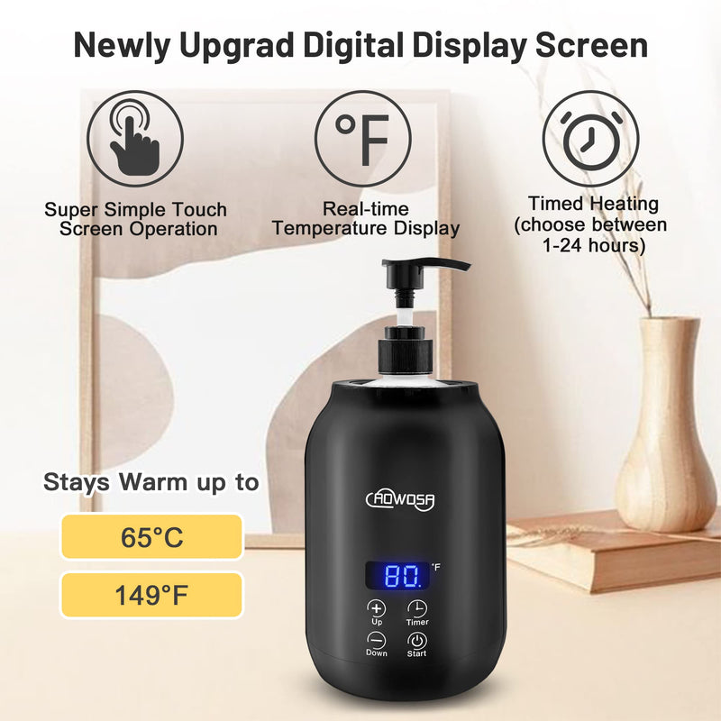 [Australia] - Massage Oil Warmer Bottle Professional Electric Lotion Digital Heater for SPA, Automatic Oil Warmer Heated Oil Lotion Cream for Salon, Barber Shops, Home, with Two Oil Bottle Dispenser (Black) Black 