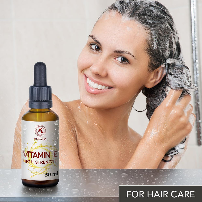High Strength Pure Vitamin E 50 ml - Vitamin E Drops - Natural - Vitamin E for Skin Care - for Face - Skin - Hair - Nails - Lips - Beauty - Cosmetic Base