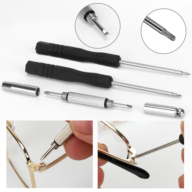 [Australia] - Gold Eyeglass Repair Tool Kit Eye Glass Repair Kit Eye Glasses Repairing Screwdriver Set with Eyeglass Screws, Nose Pads, Small Screwdriver, Tweezers for Glasses Sunglasses Watch Clock Repair 