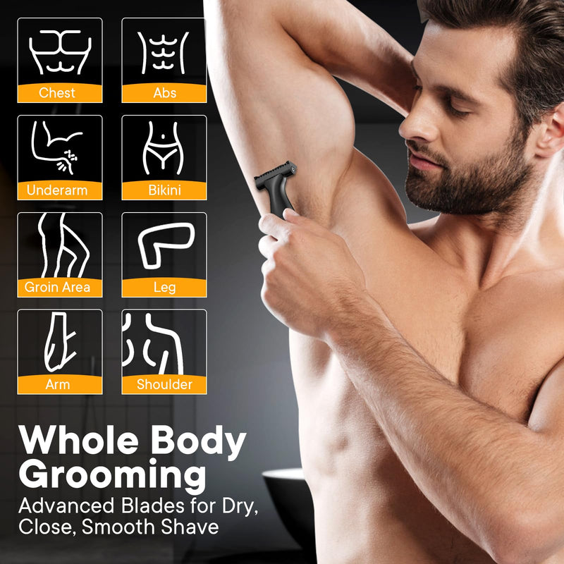 [Australia] - Body Shaver & Hair Trimmer for Men, Funstant Manscape for Body & Intimate Hair, Wet/Dry Water Resistant, Precision Electric Shaver, Bidirectional Blade, USB-C Balls Trimmer Dark Black 