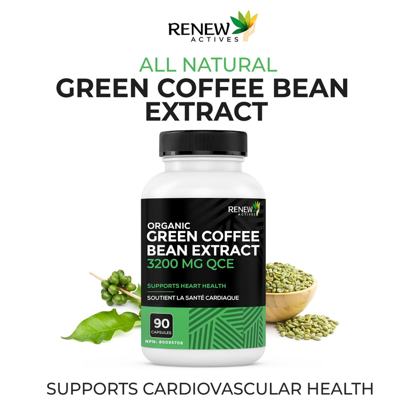 [Australia] - Renew Actives High Potency Green Coffee Bean Extract - 800mg per Serving Green Coffee Bean Extract with 50% Chlorogenic Acid for Antioxidant Benefits - Made in Canada - 90 Vegan Capsules 