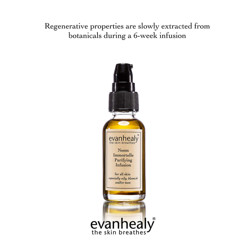 evanhealy Neem Immortelle Purifying Infusion | Facial Oil Serum & Cleanser for Congested & Sensitive Skin | Pore Minimizer Serum for Face | Balancing Ayurveda Oil For Face | Vitamin E Oil Face Serum