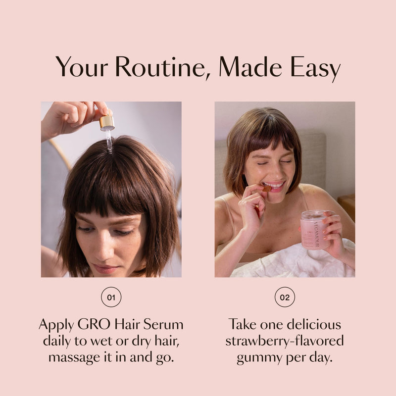 VEGAMOUR GRO Biotin Gummies for Hair Wellness®, 30-Day Supply | Vitamins B, A, C & E, Supports Fuller-Looking Hair & Nails, Vegan & Cruelty-Free 30 Count (Pack of 1)